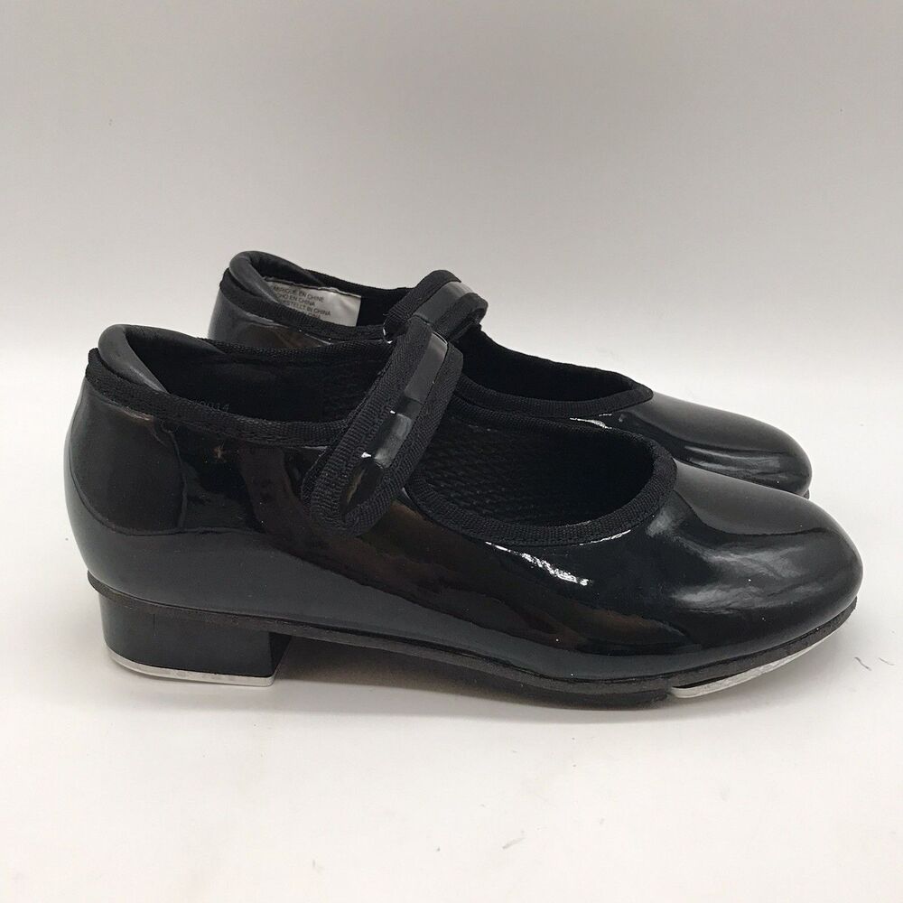 Revolution Dancewear Easy-On Black Patent Tap Shoe Girl 2.0A Hook & Loop RD60014